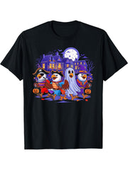 American Bald Eagle Halloween Pirate Ghost Spooky Costume T-Shirt 180G 100% Cotton Printed Round Neck Short-Sleeve T-Shirt, Gifts for Men Dad Husband Grandpa, S-XXXL, Black