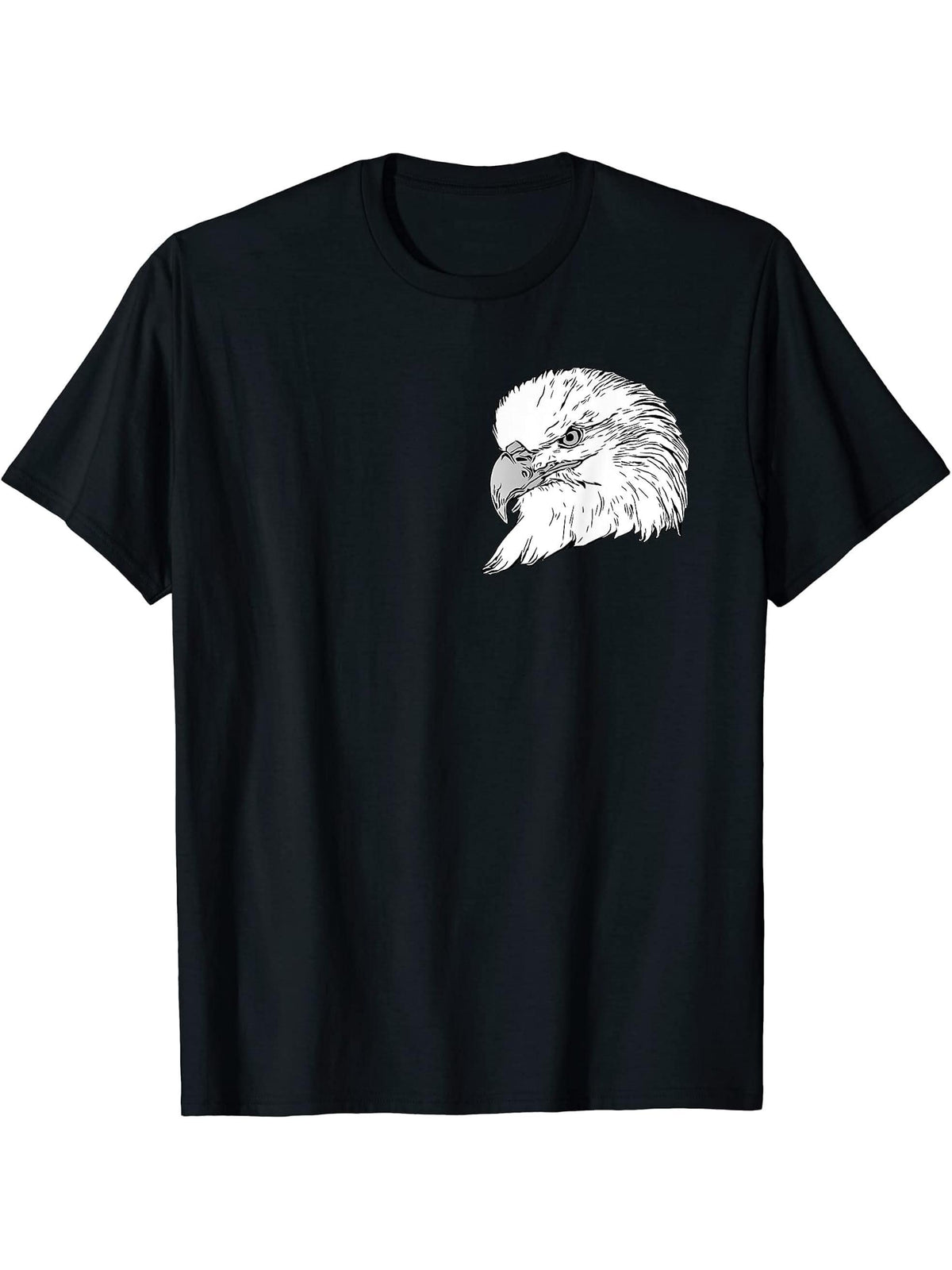 Bald Eagle American National Symbol Animal Patriotic Freedom T-Shirt 180G 100% Cotton Printed Round Neck Short-Sleeve T-Shirt, Gifts for Men Dad Husband Grandpa, S-XXXL, Black