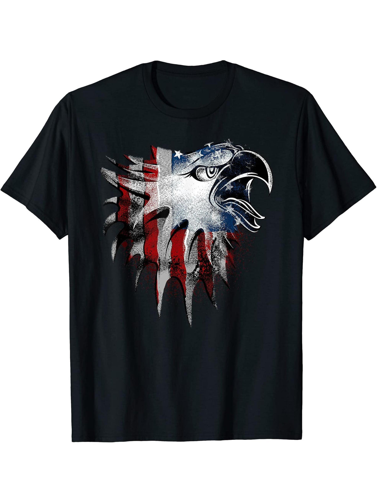 American Bald Eagle USA Flag Patriotic Vintage T-Shirt T-Shirt 180G 100% Cotton Printed Round Neck Short-Sleeve T-Shirt, Gifts for Men Dad Husband Grandpa, S-XXXL, Black