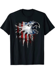 American Bald Eagle USA Flag Patriotic Vintage T-Shirt T-Shirt 180G 100% Cotton Printed Round Neck Short-Sleeve T-Shirt, Gifts for Men Dad Husband Grandpa, S-XXXL, Black