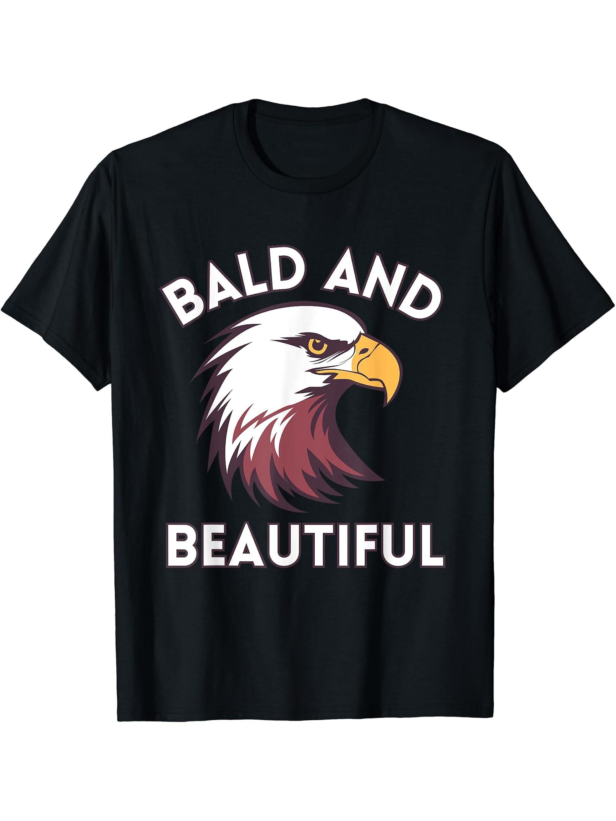 Eagle Funny American T-Shirt 180G 100% Cotton Printed Round Neck Short-Sleeve T-Shirt, Gifts for Men Dad Husband Grandpa, S-XXXL, Black