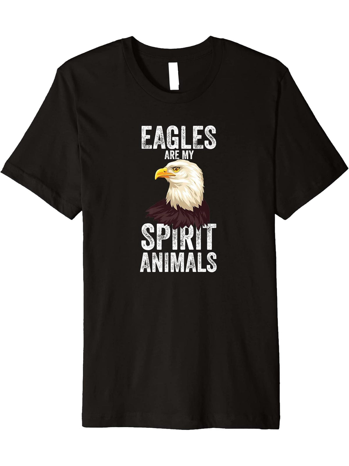 Eagles Are My Spirit Animals Bald Eagle American Patriotic Premium T-Shirt 180G 100% Cotton Printed Round Neck Short-Sleeve T-Shirt, Gifts for Men Dad Husband Grandpa, S-XXXL, Black