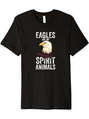 Eagles Are My Spirit Animals Bald Eagle American Patriotic Premium T-Shirt 180G 100% Cotton Printed Round Neck Short-Sleeve T-Shirt, Gifts for Men Dad Husband Grandpa, S-XXXL, Black