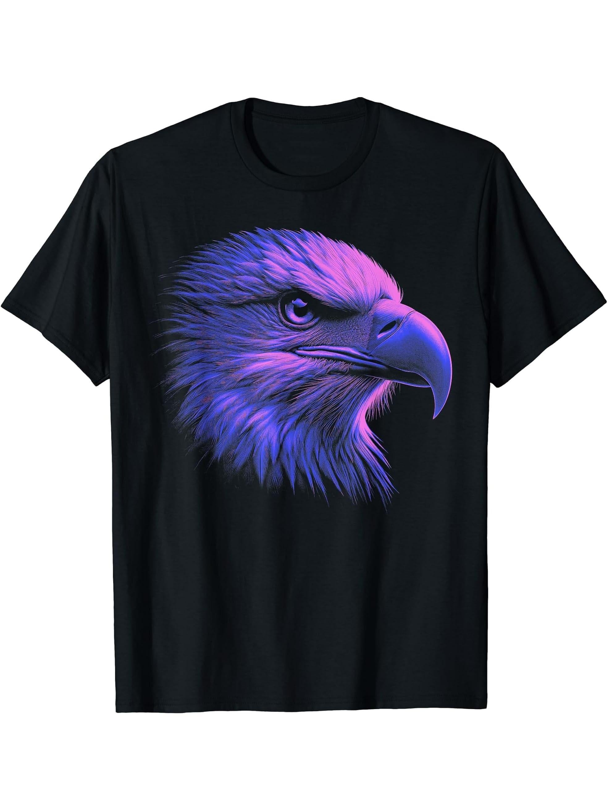 Bald Eagle: My Spirit Animal Tee T-Shirt 180G 100% Cotton Printed Round Neck Short-Sleeve T-Shirt, Gifts for Men Dad Husband Grandpa, S-XXXL, Black