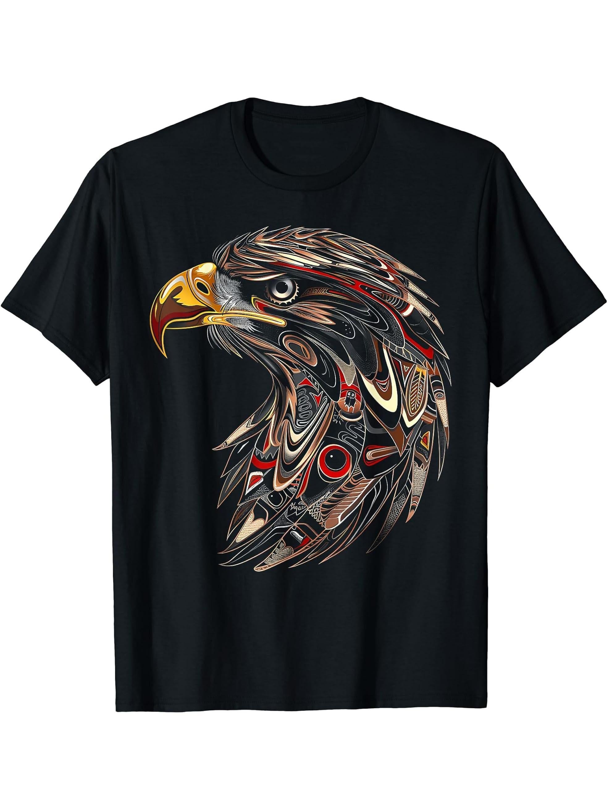 Eagle Bird USA America Patriotic Bald Eagle Gift T-Shirt 180G 100% Cotton Printed Round Neck Short-Sleeve T-Shirt, Gifts for Men Dad Husband Grandpa, S-XXXL, Black