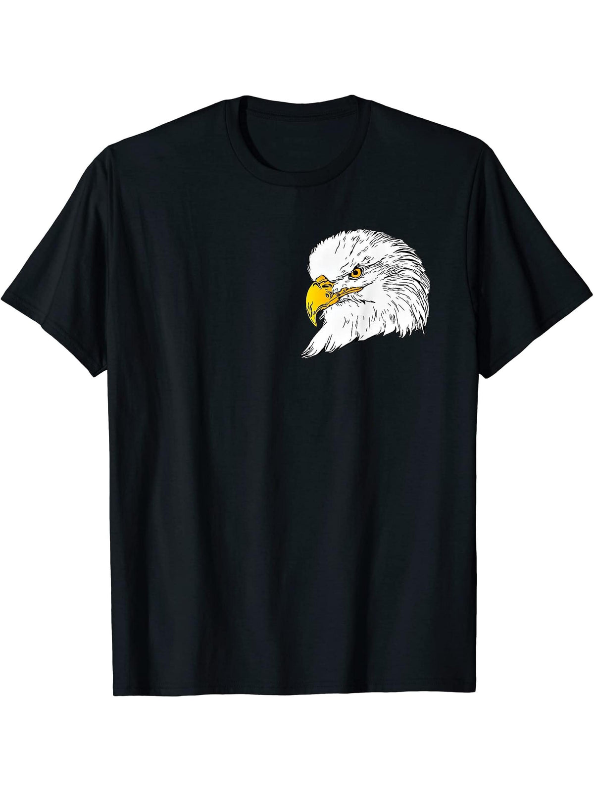 Bald Eagle American National Symbol Animal Patriotic Freedom T-Shirt 180G 100% Cotton Printed Round Neck Short-Sleeve T-Shirt, Gifts for Men Dad Husband Grandpa, S-XXXL, Black