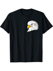 Bald Eagle American National Symbol Animal Patriotic Freedom T-Shirt 180G 100% Cotton Printed Round Neck Short-Sleeve T-Shirt, Gifts for Men Dad Husband Grandpa, S-XXXL, Black