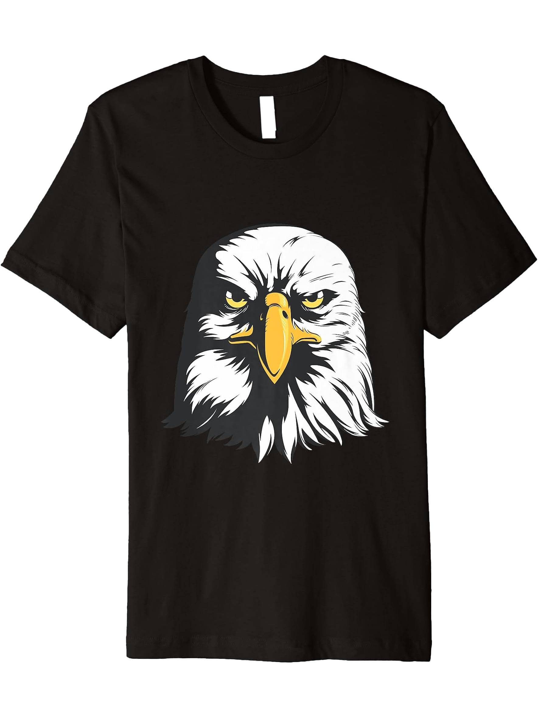 Bald Eagle. Inspirational. Eagles, Wildlife, Vintage Eagle Premium T-Shirt 180G 100% Cotton Printed Round Neck Short-Sleeve T-Shirt, Gifts for Men Dad Husband Grandpa, S-XXXL, Black