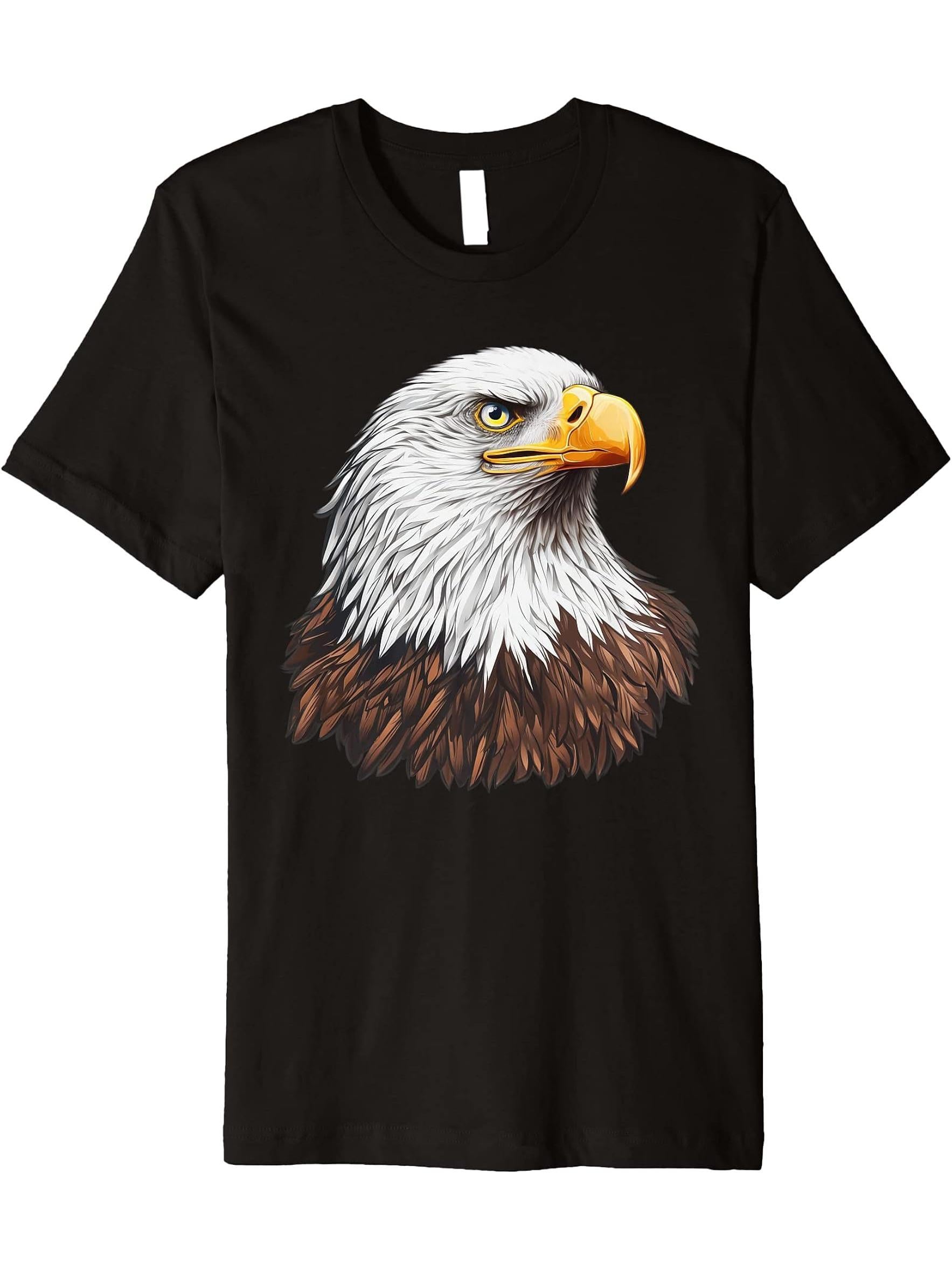 Bald Eagle Portrait Bald Eagle Lovers Premium T-Shirt 180G 100% Cotton Printed Round Neck Short-Sleeve T-Shirt, Gifts for Men Dad Husband Grandpa, S-XXXL, Black