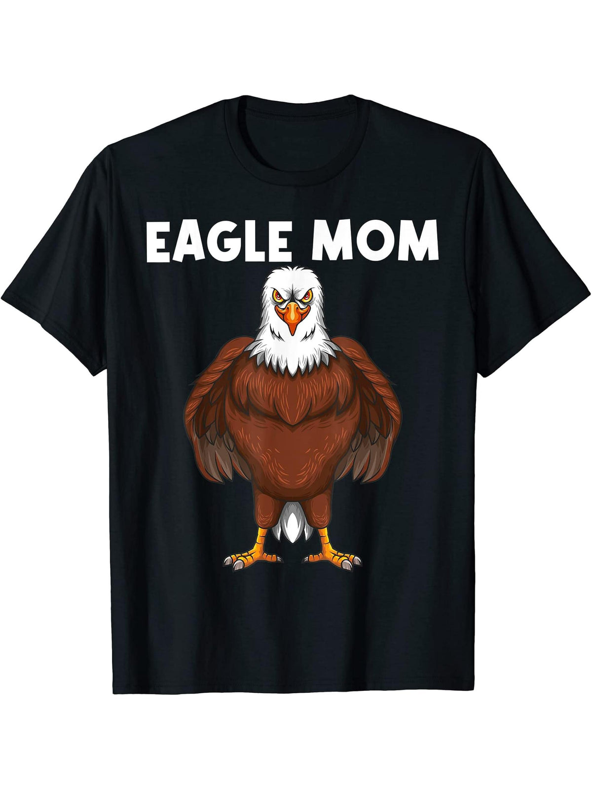 Cool Eagle Design For Mom Women Bald Eagle Animal Bird Lover T-Shirt 180G 100% Cotton Printed Round Neck Short-Sleeve T-Shirt, Gifts for Men Dad Husband Grandpa, S-XXXL, Black