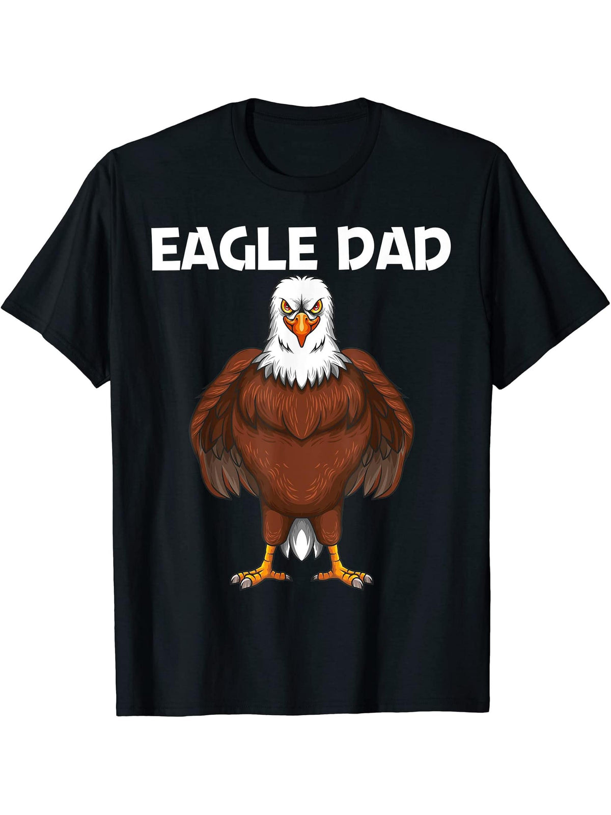 Cool Eagle Design For Dad Men Bald Eagle Animal Bird Lover T-Shirt 180G 100% Cotton Printed Round Neck Short-Sleeve T-Shirt, Gifts for Men Dad Husband Grandpa, S-XXXL, Black