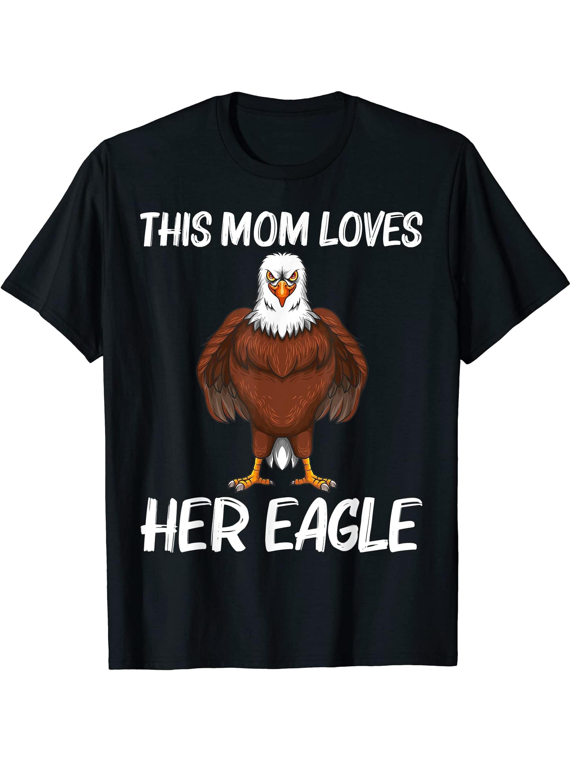 Cool Eagle Design For Mom Women Bald Eagle Animal Bird Lover T-Shirt 180G 100% Cotton Printed Round Neck Short-Sleeve T-Shirt, Gifts for Men Dad Husband Grandpa, S-XXXL, Black