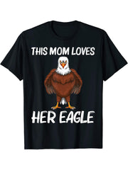 Cool Eagle Design For Mom Women Bald Eagle Animal Bird Lover T-Shirt 180G 100% Cotton Printed Round Neck Short-Sleeve T-Shirt, Gifts for Men Dad Husband Grandpa, S-XXXL, Black