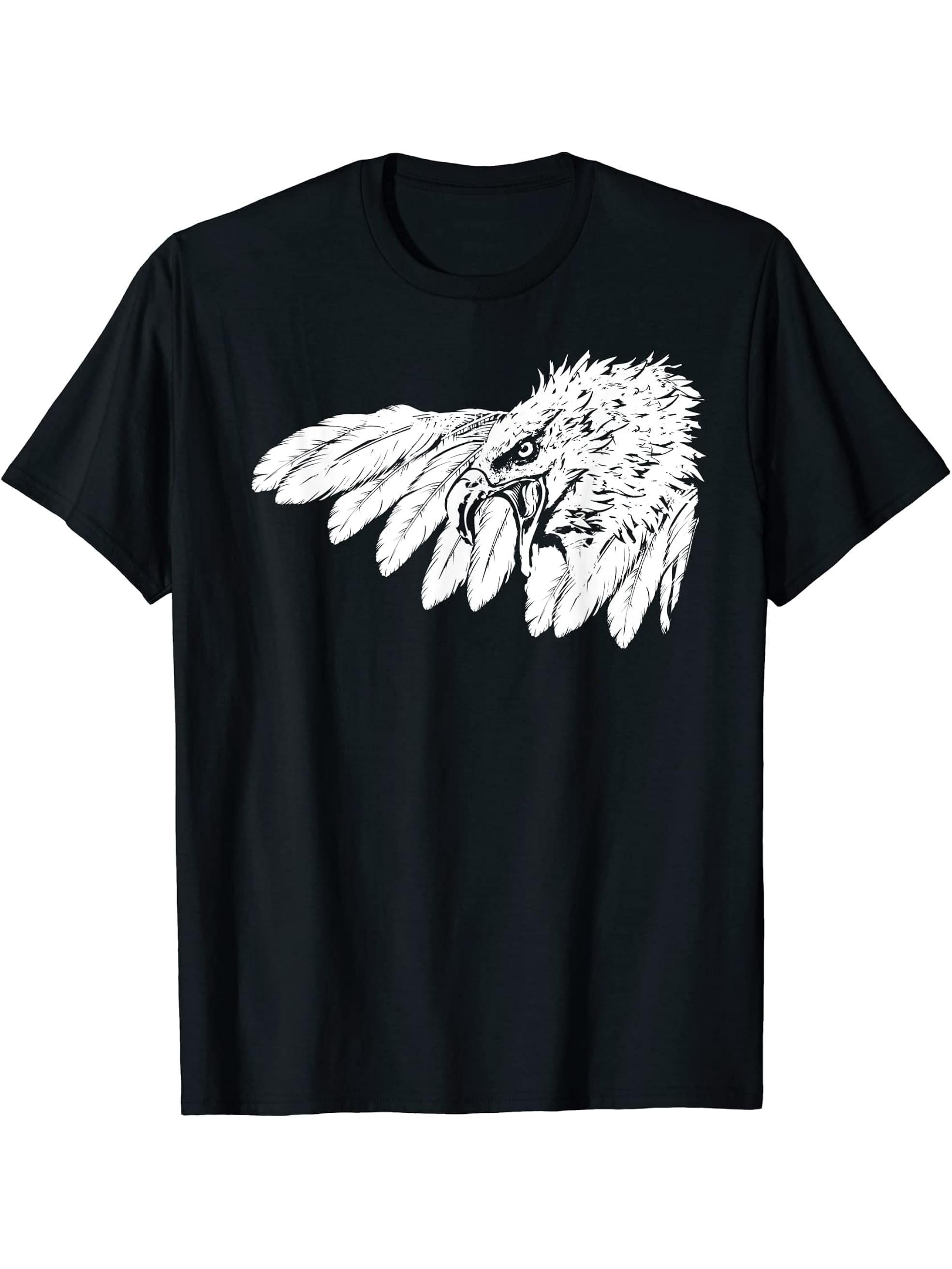 Eagle bald eagle motif bird of prey raptor design T-Shirt 180G 100% Cotton Printed Round Neck Short-Sleeve T-Shirt, Gifts for Men Dad Husband Grandpa, S-XXXL, Black