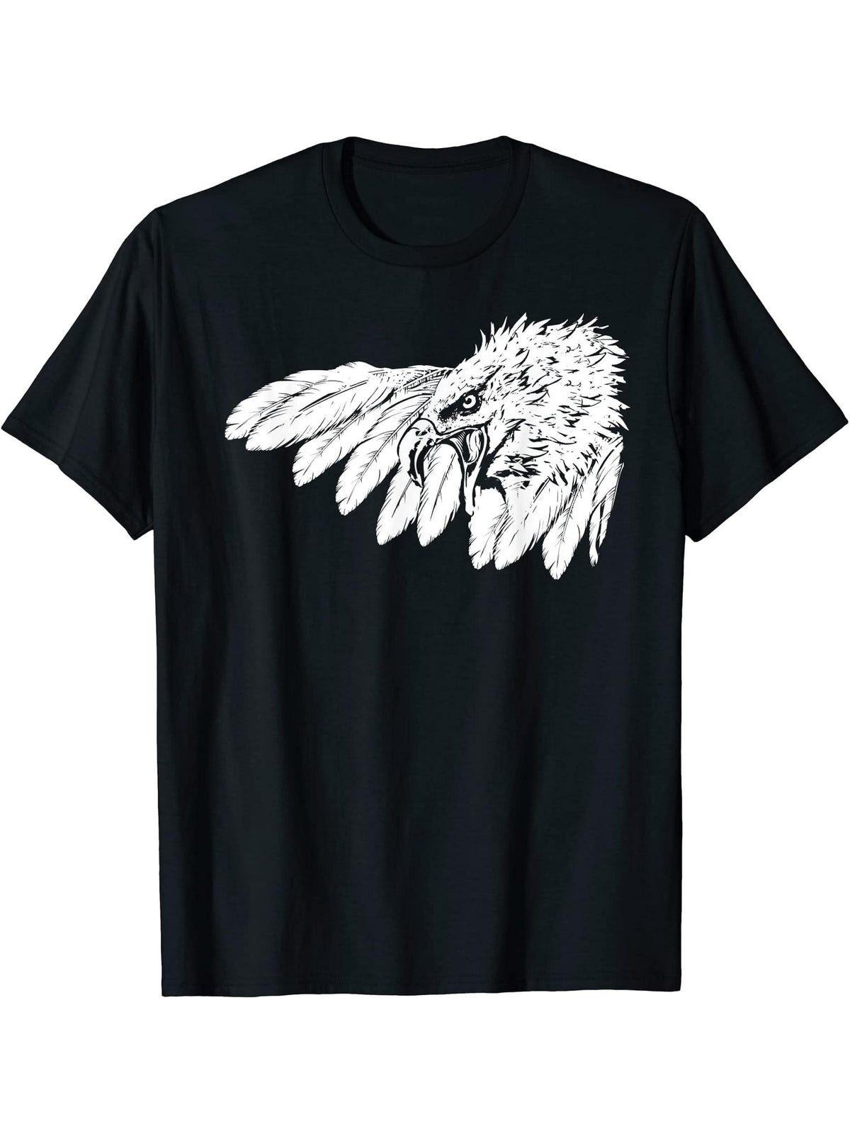 Eagle bald eagle motif bird of prey raptor design T-Shirt 180G 100% Cotton Printed Round Neck Short-Sleeve T-Shirt, Gifts for Men Dad Husband Grandpa, S-XXXL, Black