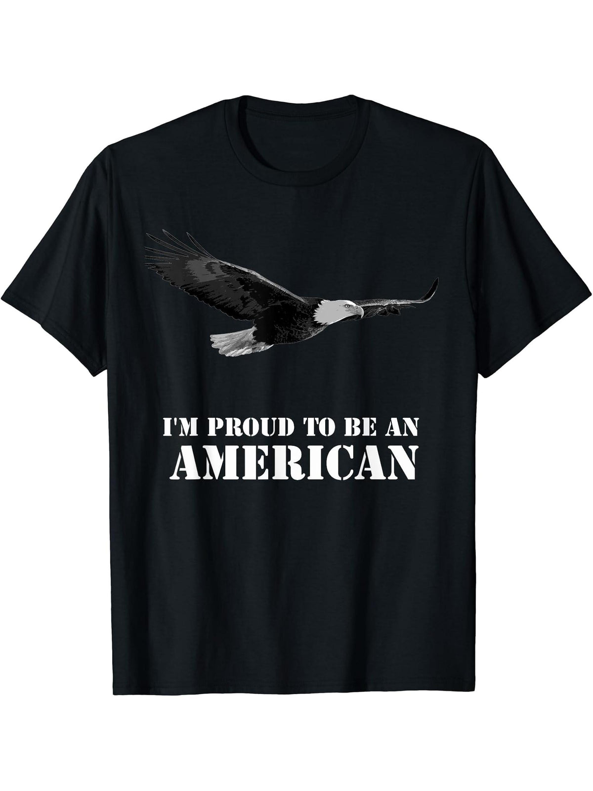 American Patriot Freedom Bald Eagle USA Flag Streetwear T-Shirt 180G 100% Cotton Printed Round Neck Short-Sleeve T-Shirt, Gifts for Men Dad Husband Grandpa, S-XXXL, Black