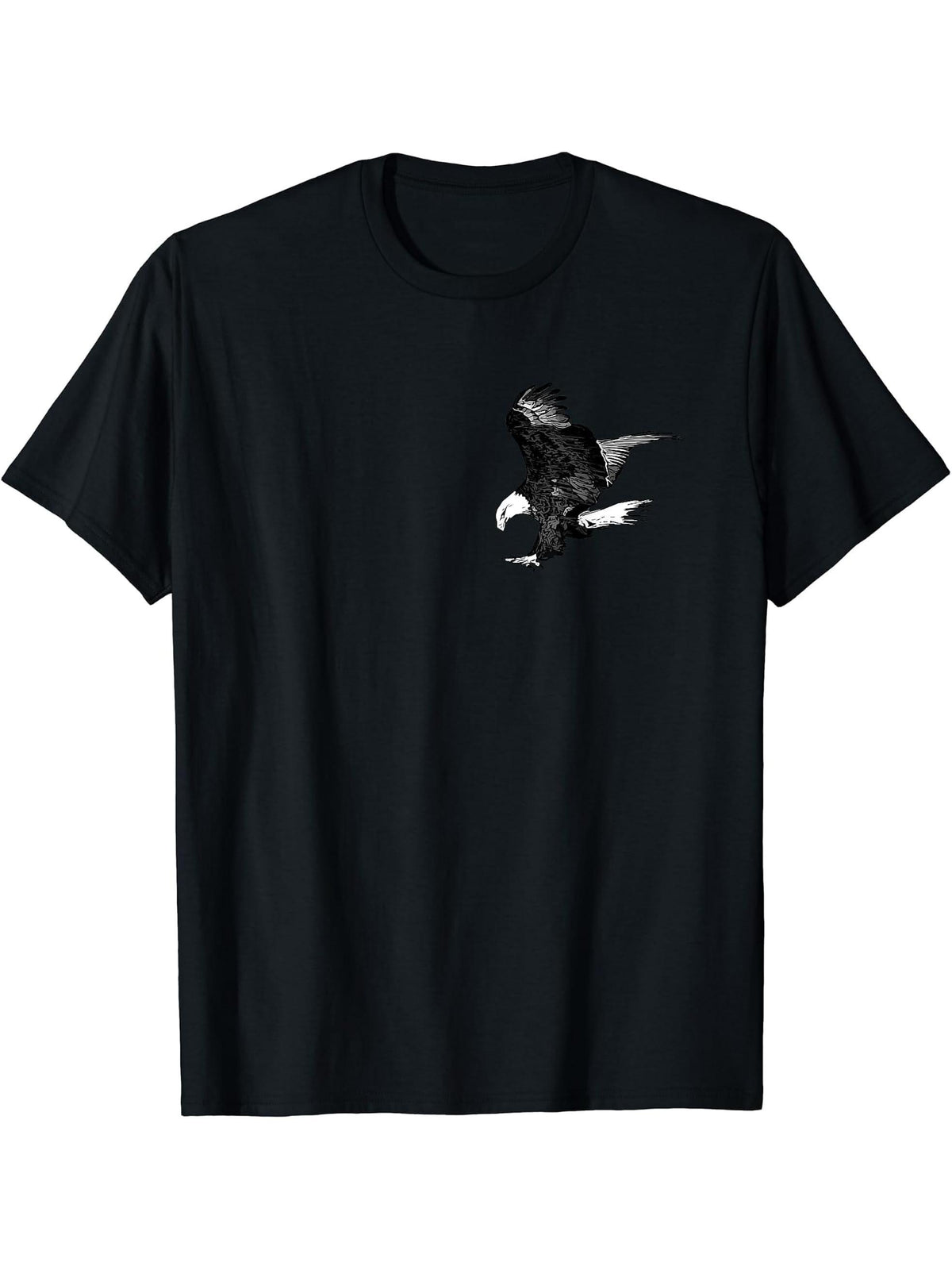 Bald Eagle American National Symbol Animal Patriotic Freedom T-Shirt 180G 100% Cotton Printed Round Neck Short-Sleeve T-Shirt, Gifts for Men Dad Husband Grandpa, S-XXXL, Black