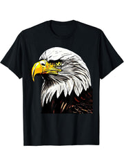Bald Eagle American National Symbol Animal Patriotic Freedom T-Shirt 180G 100% Cotton Printed Round Neck Short-Sleeve T-Shirt, Gifts for Men Dad Husband Grandpa, S-XXXL, Black