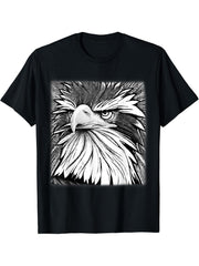 Bald Eagle American National Symbol Animal Patriotic Freedom T-Shirt 180G 100% Cotton Printed Round Neck Short-Sleeve T-Shirt, Gifts for Men Dad Husband Grandpa, S-XXXL, Black