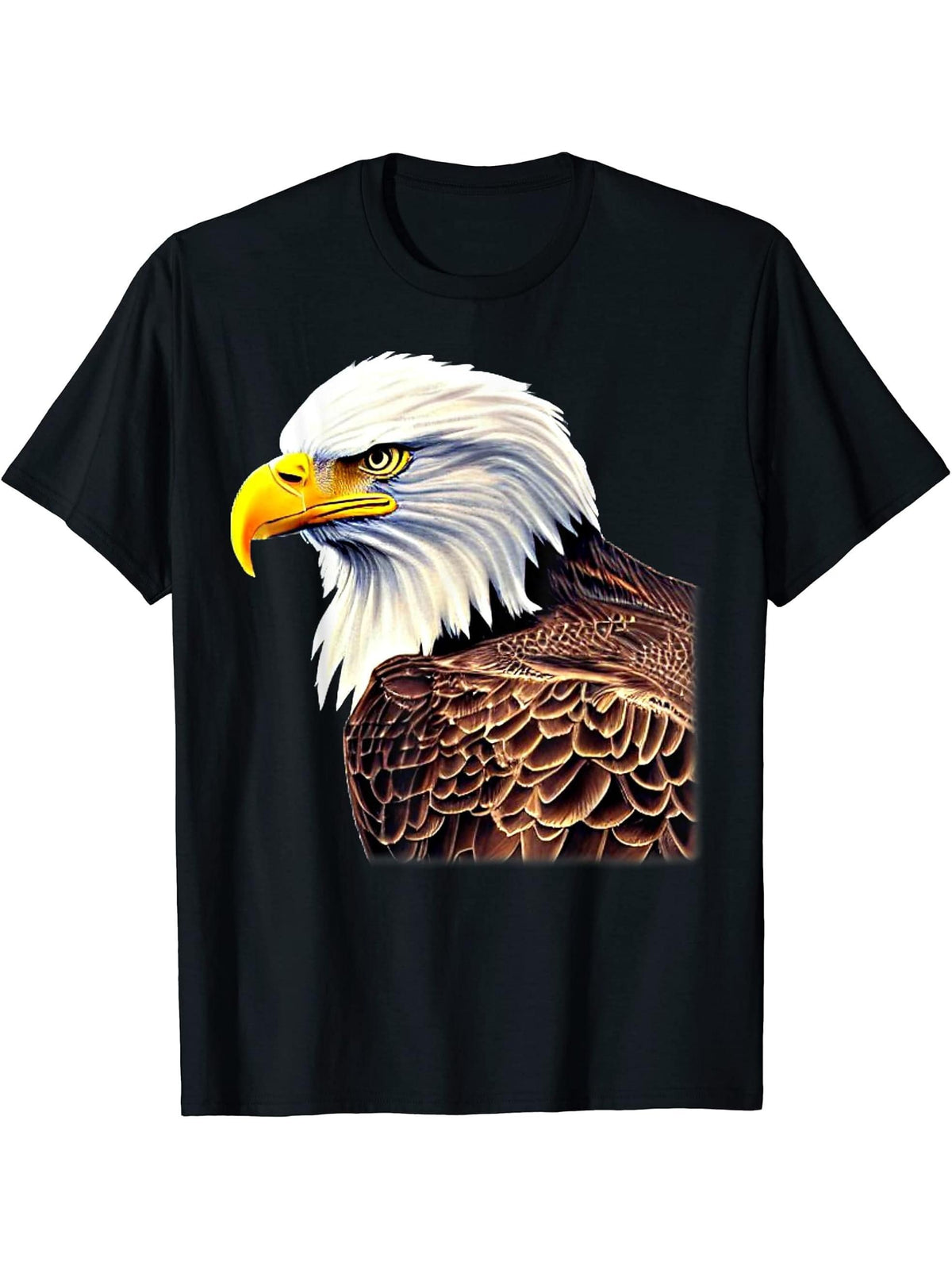 Bald Eagle American National Symbol Animal Patriotic Freedom T-Shirt 180G 100% Cotton Printed Round Neck Short-Sleeve T-Shirt, Gifts for Men Dad Husband Grandpa, S-XXXL, Black