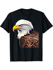 Bald Eagle American National Symbol Animal Patriotic Freedom T-Shirt 180G 100% Cotton Printed Round Neck Short-Sleeve T-Shirt, Gifts for Men Dad Husband Grandpa, S-XXXL, Black