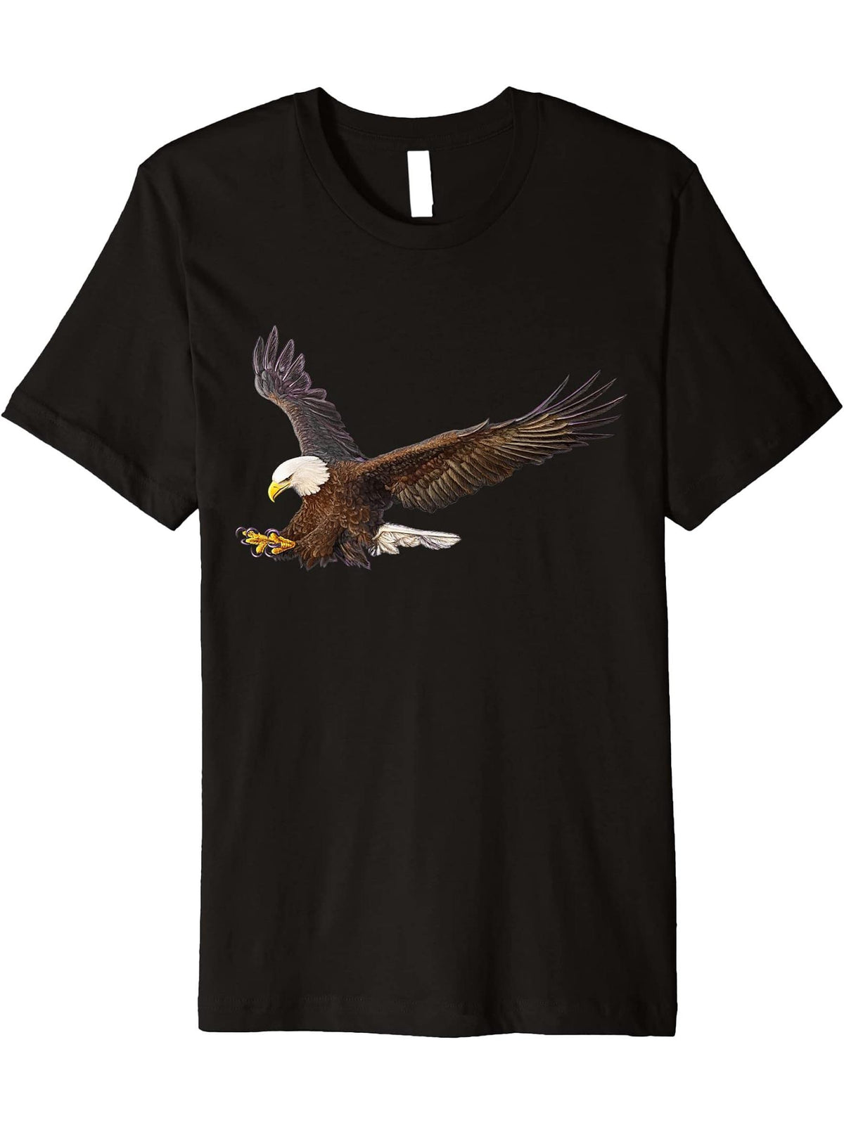 American Bald Eagle swoop Premium T-Shirt 180G 100% Cotton Printed Round Neck Short-Sleeve T-Shirt, Gifts for Men Dad Husband Grandpa, S-XXXL, Black