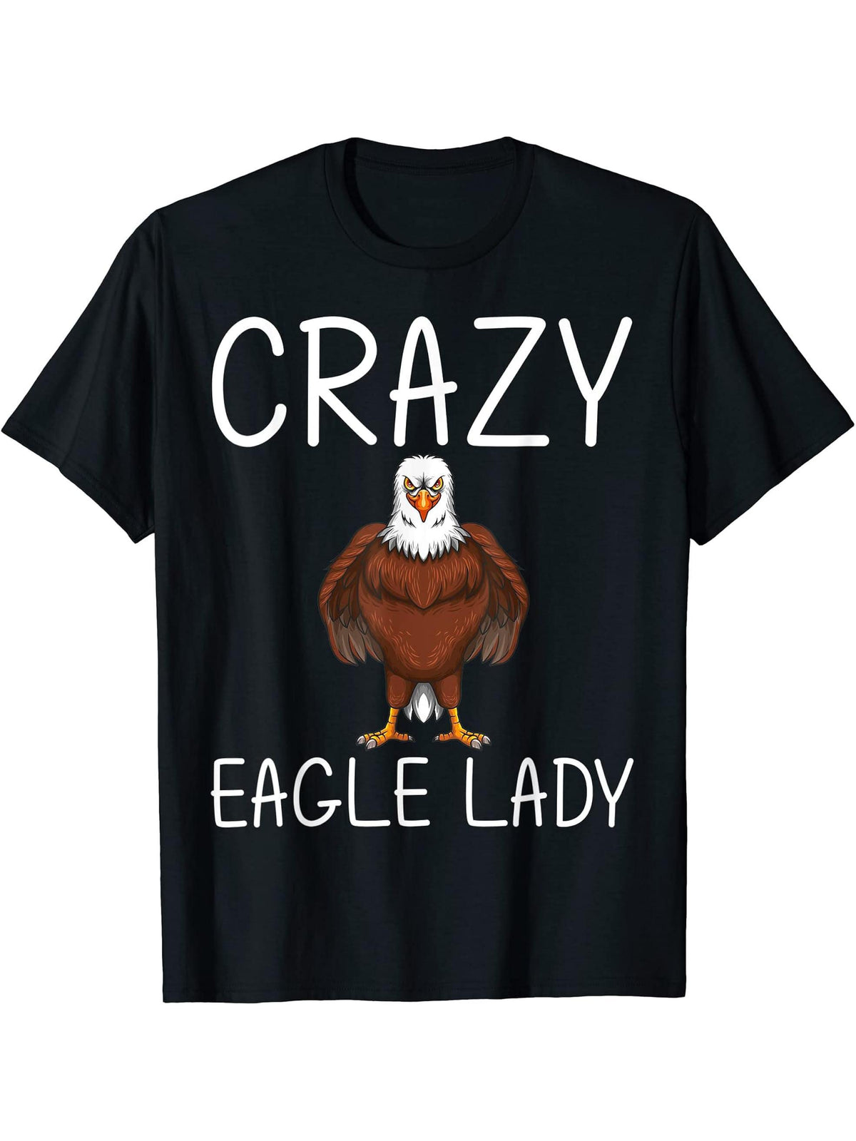 Cool Eagle Design For Women Mom Bald Eagle Animal Bird Lover T-Shirt 180G 100% Cotton Printed Round Neck Short-Sleeve T-Shirt, Gifts for Men Dad Husband Grandpa, S-XXXL, Black