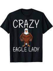 Cool Eagle Design For Women Mom Bald Eagle Animal Bird Lover T-Shirt 180G 100% Cotton Printed Round Neck Short-Sleeve T-Shirt, Gifts for Men Dad Husband Grandpa, S-XXXL, Black