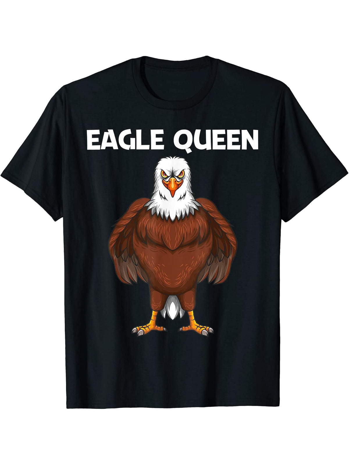 Cool Eagle Design For Women Mom Bald Eagle Animal Bird Lover T-Shirt 180G 100% Cotton Printed Round Neck Short-Sleeve T-Shirt, Gifts for Men Dad Husband Grandpa, S-XXXL, Black