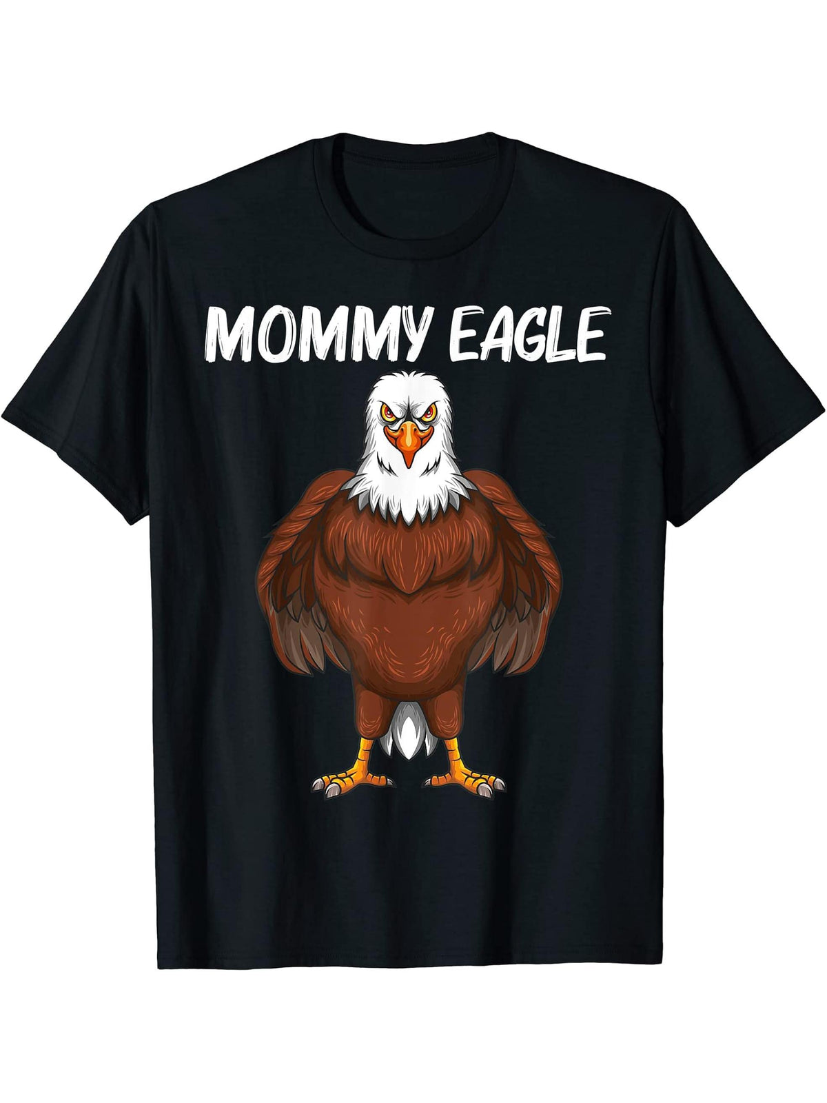 Cool Eagle Design For Women Mom Bald Eagle Animal Bird Lover T-Shirt 180G 100% Cotton Printed Round Neck Short-Sleeve T-Shirt, Gifts for Men Dad Husband Grandpa, S-XXXL, Black