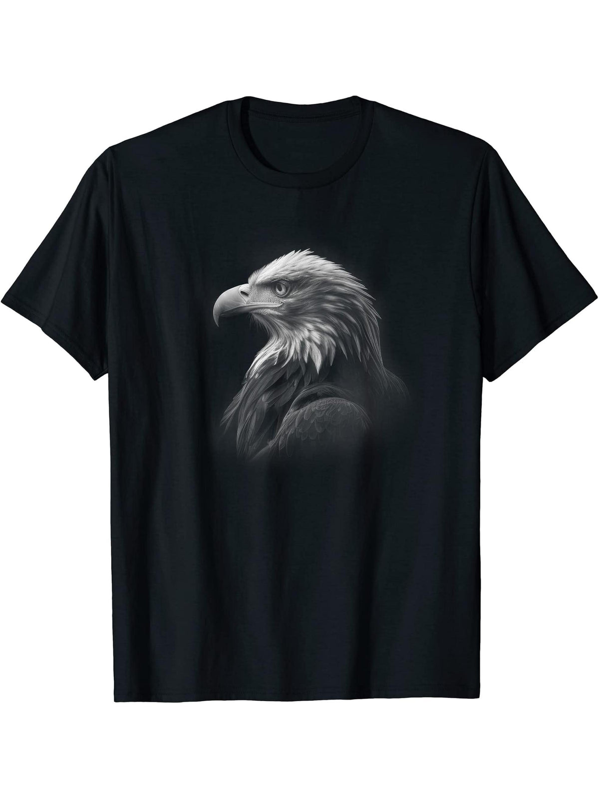 Bald Eagle Clothing Bird Watching Gift T-Shirt 180G 100% Cotton Printed Round Neck Short-Sleeve T-Shirt, Gifts for Men Dad Husband Grandpa, S-XXXL, Black