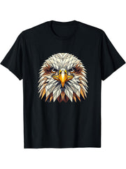 Geometric Art Bald Eagle Bald Eagles T-Shirt 180G 100% Cotton Printed Round Neck Short-Sleeve T-Shirt, Gifts for Men Dad Husband Grandpa, S-XXXL, Black
