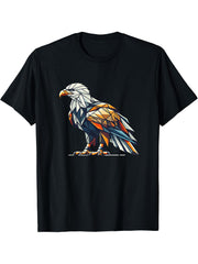 Geometric Art Bald Eagle Bald Eagles T-Shirt 180G 100% Cotton Printed Round Neck Short-Sleeve T-Shirt, Gifts for Men Dad Husband Grandpa, S-XXXL, Black