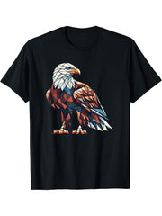 Geometric Art Bald Eagle Bald Eagles T-Shirt 180G 100% Cotton Printed Round Neck Short-Sleeve T-Shirt, Gifts for Men Dad Husband Grandpa, S-XXXL, Black
