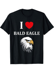 Bird Raptor Simple Bird Eagle Bird i love Bald Eagle T-Shirt 180G 100% Cotton Printed Round Neck Short-Sleeve T-Shirt, Gifts for Men Dad Husband Grandpa, S-XXXL, Black