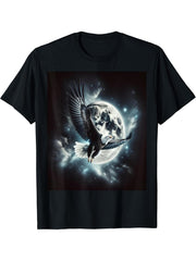 Bald Eagle In Space T-Shirt 180G 100% Cotton Printed Round Neck Short-Sleeve T-Shirt, Gifts for Men Dad Husband Grandpa, S-XXXL, Black
