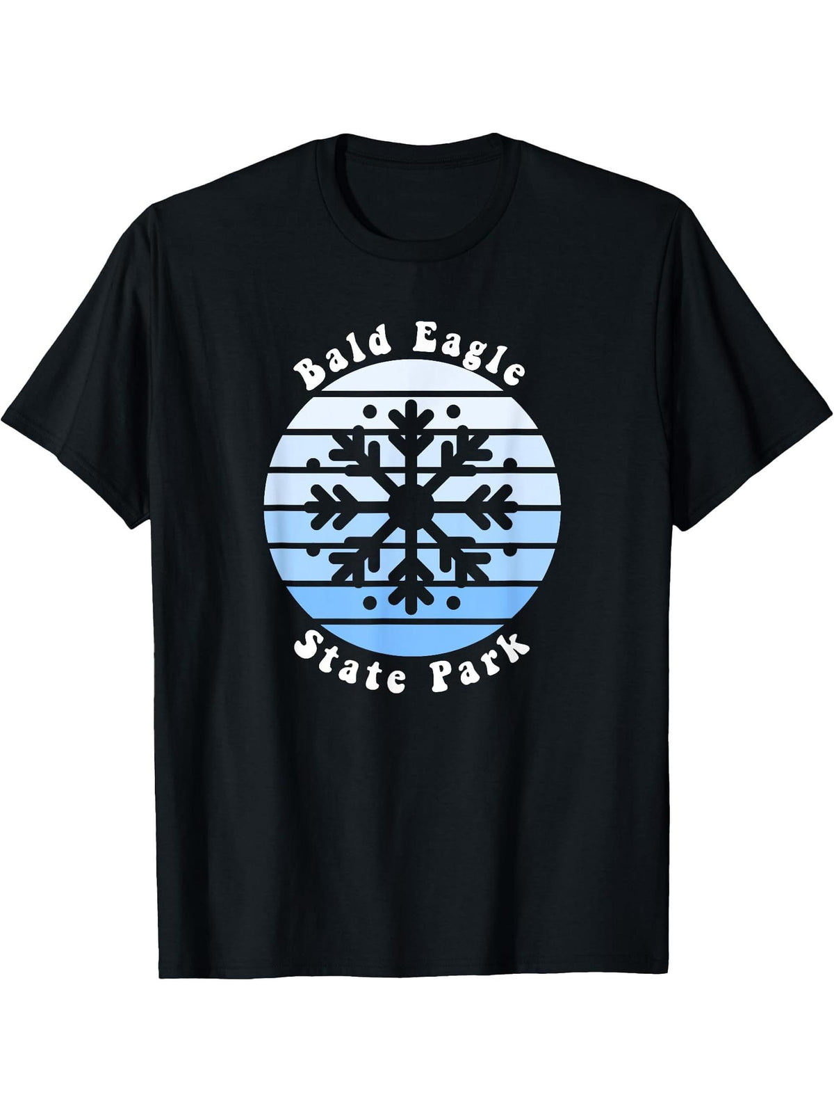 Bald Eagle State Park Pennsylvania PA Winter Christmas T-Shirt 180G 100% Cotton Printed Round Neck Short-Sleeve T-Shirt, Gifts for Men Dad Husband Grandpa, S-XXXL, Black