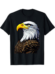 Bald Eagle American National Symbol Animal Patriotic Freedom T-Shirt 180G 100% Cotton Printed Round Neck Short-Sleeve T-Shirt, Gifts for Men Dad Husband Grandpa, S-XXXL, Black