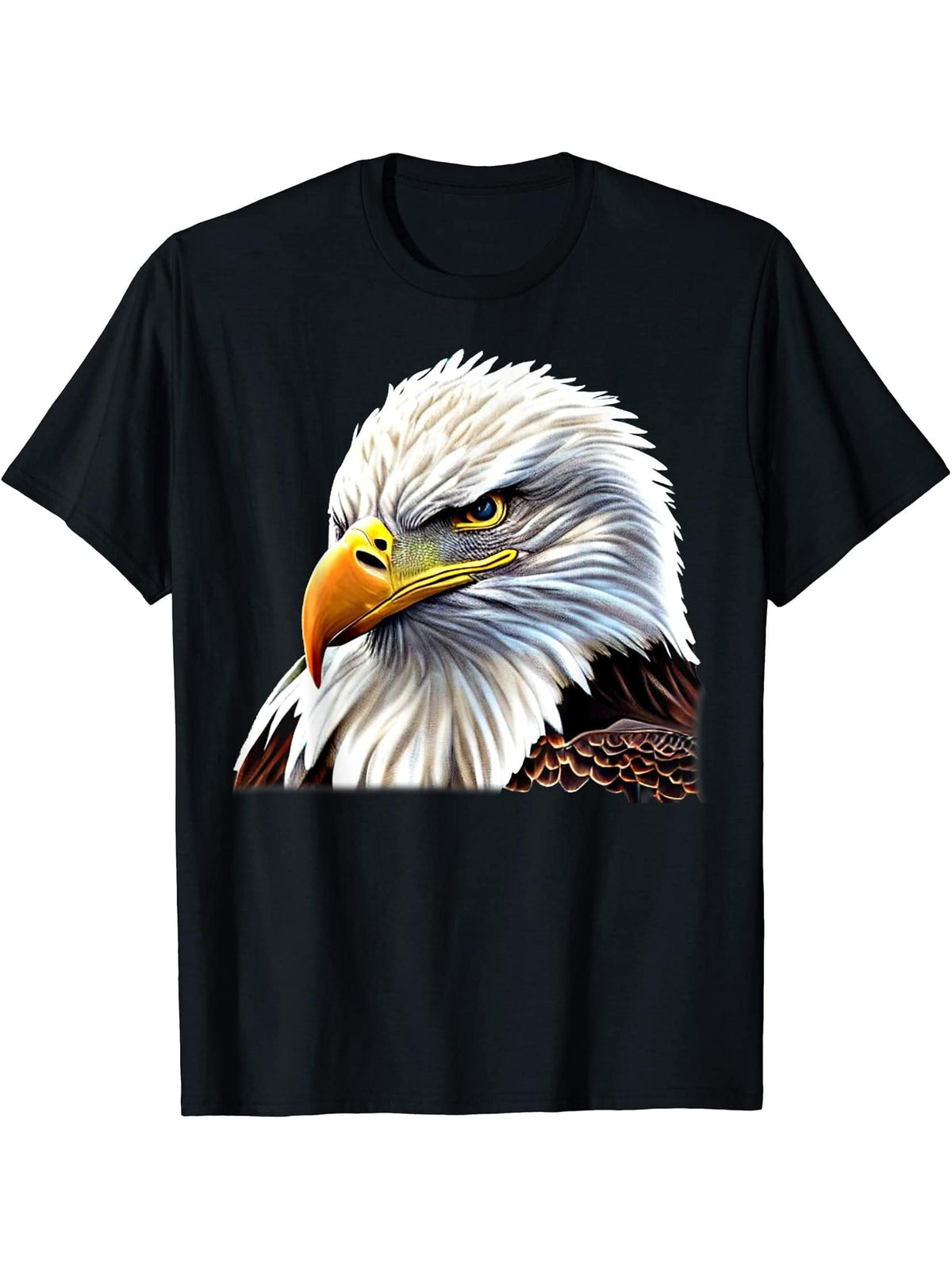 Bald Eagle American National Symbol Animal Patriotic Freedom T-Shirt 180G 100% Cotton Printed Round Neck Short-Sleeve T-Shirt, Gifts for Men Dad Husband Grandpa, S-XXXL, Black