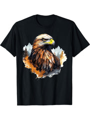 Eagle Design Falconer Hunter Nature Ornithologist Bald Eagle T-Shirt 180G 100% Cotton Printed Round Neck Short-Sleeve T-Shirt, Gifts for Men Dad Husband Grandpa, S-XXXL, Black