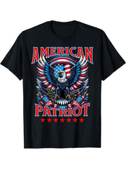 American Patriot Bald Eagle USA Freedom Conservative Vet T-Shirt 180G 100% Cotton Printed Round Neck Short-Sleeve T-Shirt, Gifts for Men Dad Husband Grandpa, S-XXXL, Black