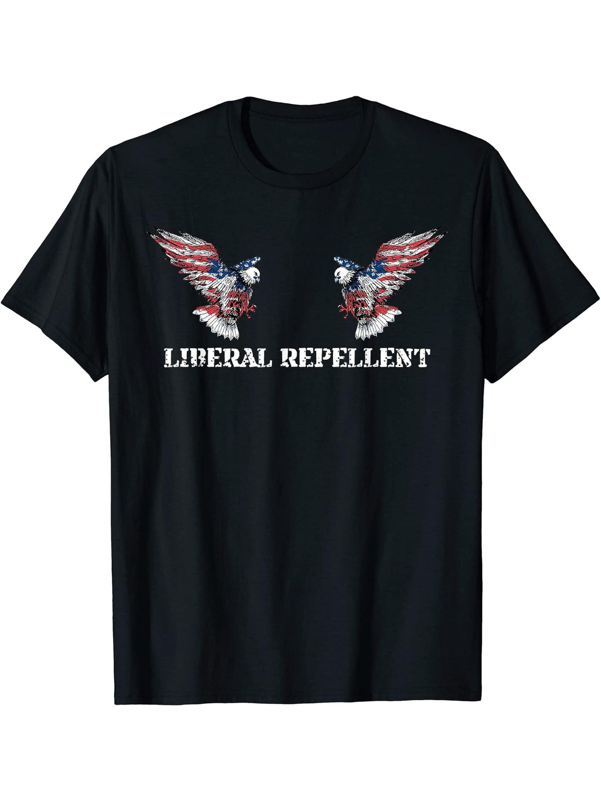 Funny Conservative American Bald Eagle Loves America T-Shirt 180G 100% Cotton Printed Round Neck Short-Sleeve T-Shirt, Gifts for Men Dad Husband Grandpa, S-XXXL, Black