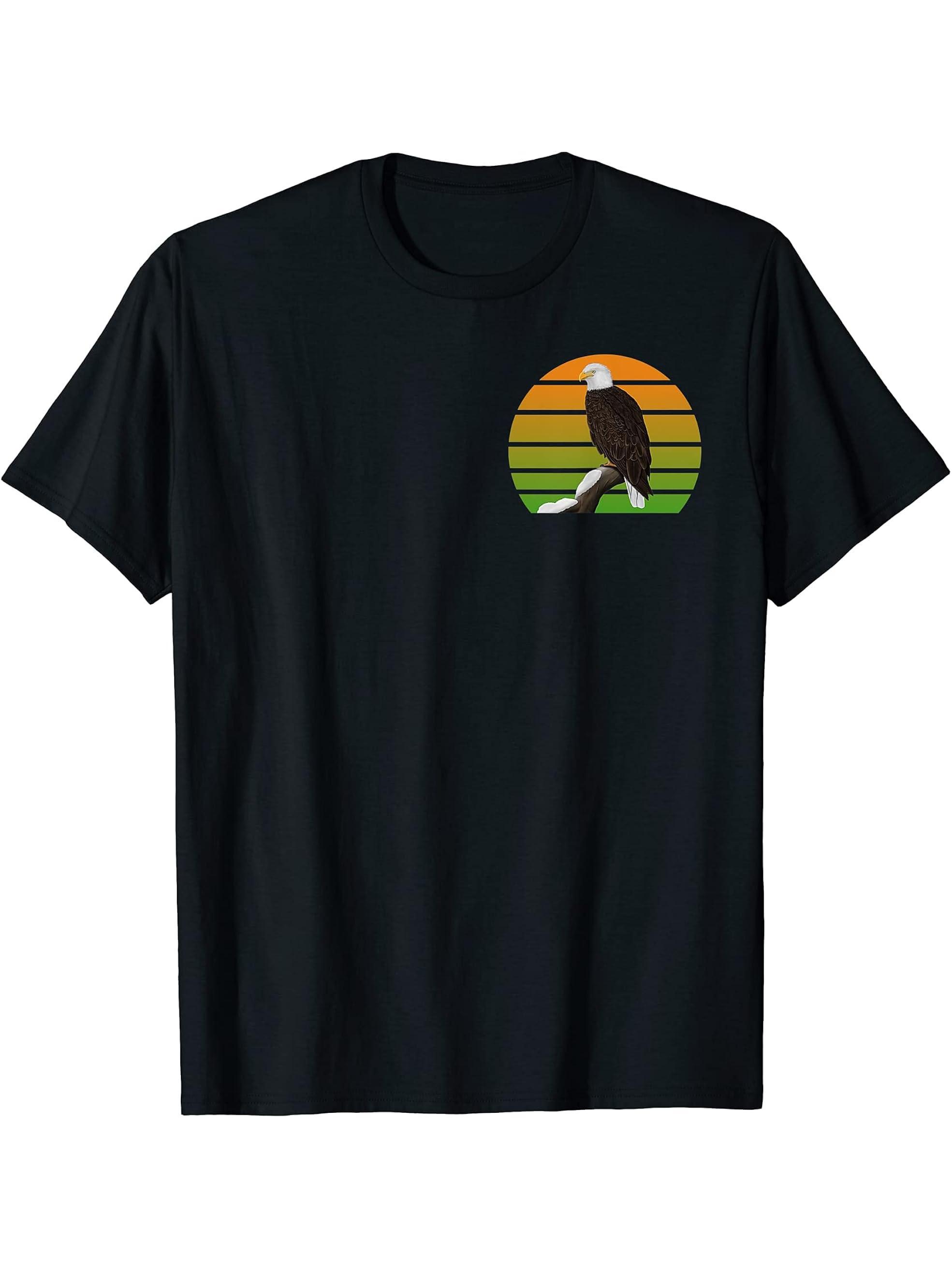 Bald Eagle Bird Birder Birdwatcher Animal Biologist T-Shirt 180G 100% Cotton Printed Round Neck Short-Sleeve T-Shirt, Gifts for Men Dad Husband Grandpa, S-XXXL, Black