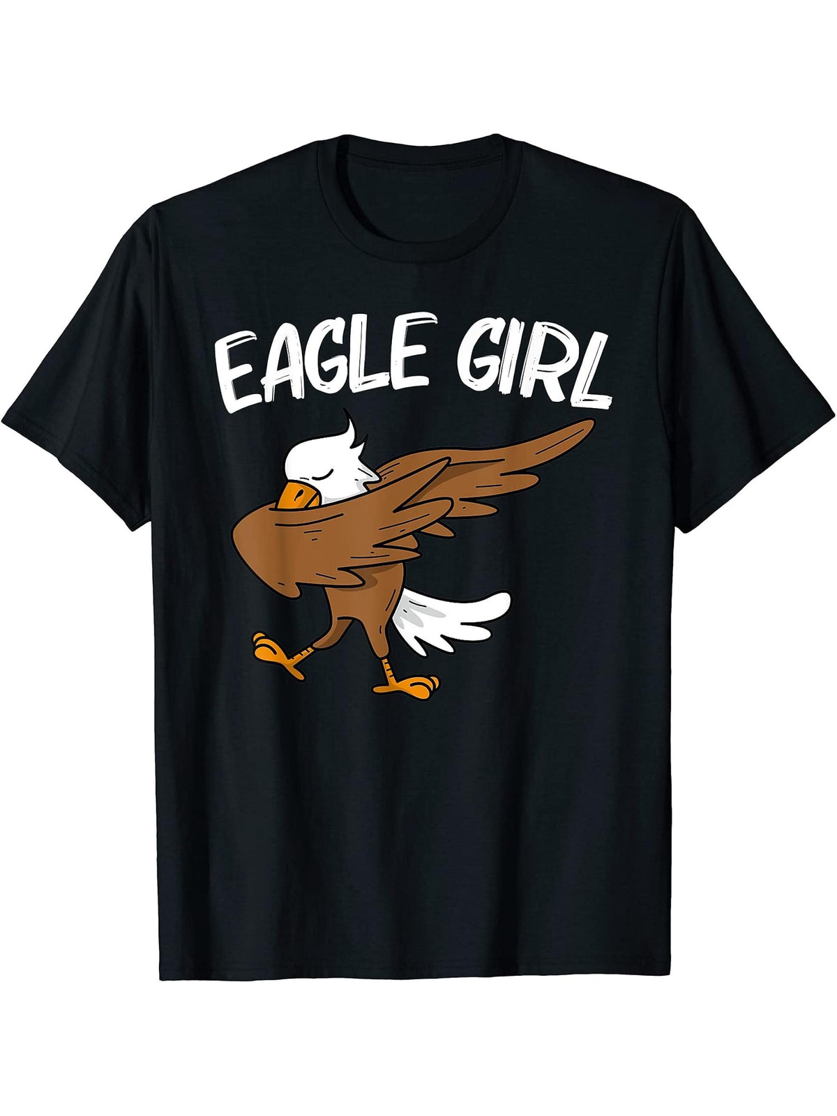Cool Eagle For Girls Boy Girl Dabbing Bald Flying Animal T-Shirt 180G 100% Cotton Printed Round Neck Short-Sleeve T-Shirt, Gifts for Men Dad Husband Grandpa, S-XXXL, Black