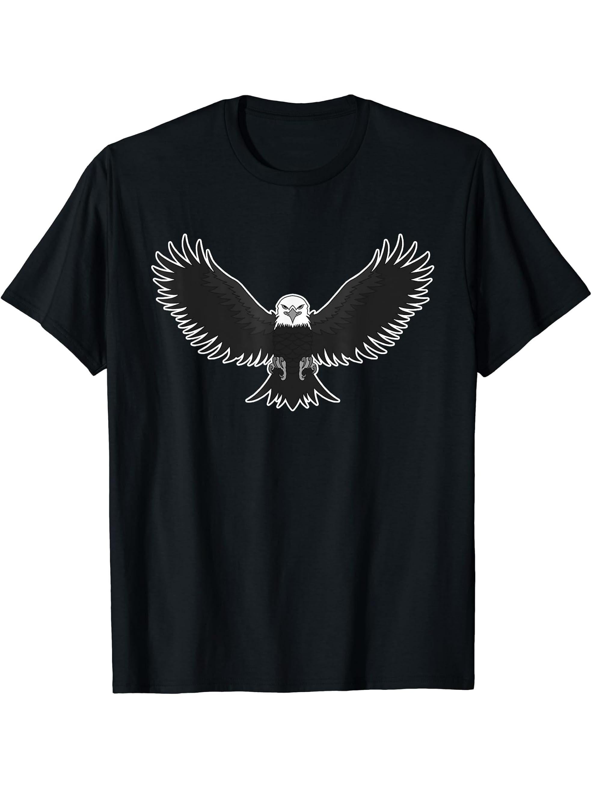 Bald Eagle American National Symbol Animal Patriotic Freedom T-Shirt 180G 100% Cotton Printed Round Neck Short-Sleeve T-Shirt, Gifts for Men Dad Husband Grandpa, S-XXXL, Black
