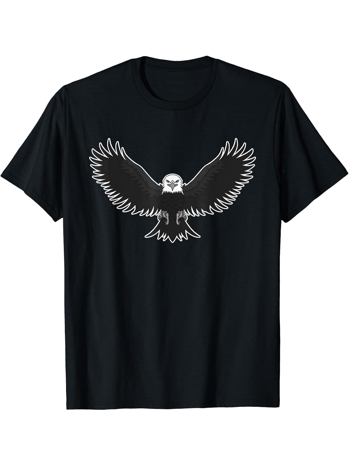 Bald Eagle American National Symbol Animal Patriotic Freedom T-Shirt 180G 100% Cotton Printed Round Neck Short-Sleeve T-Shirt, Gifts for Men Dad Husband Grandpa, S-XXXL, Black