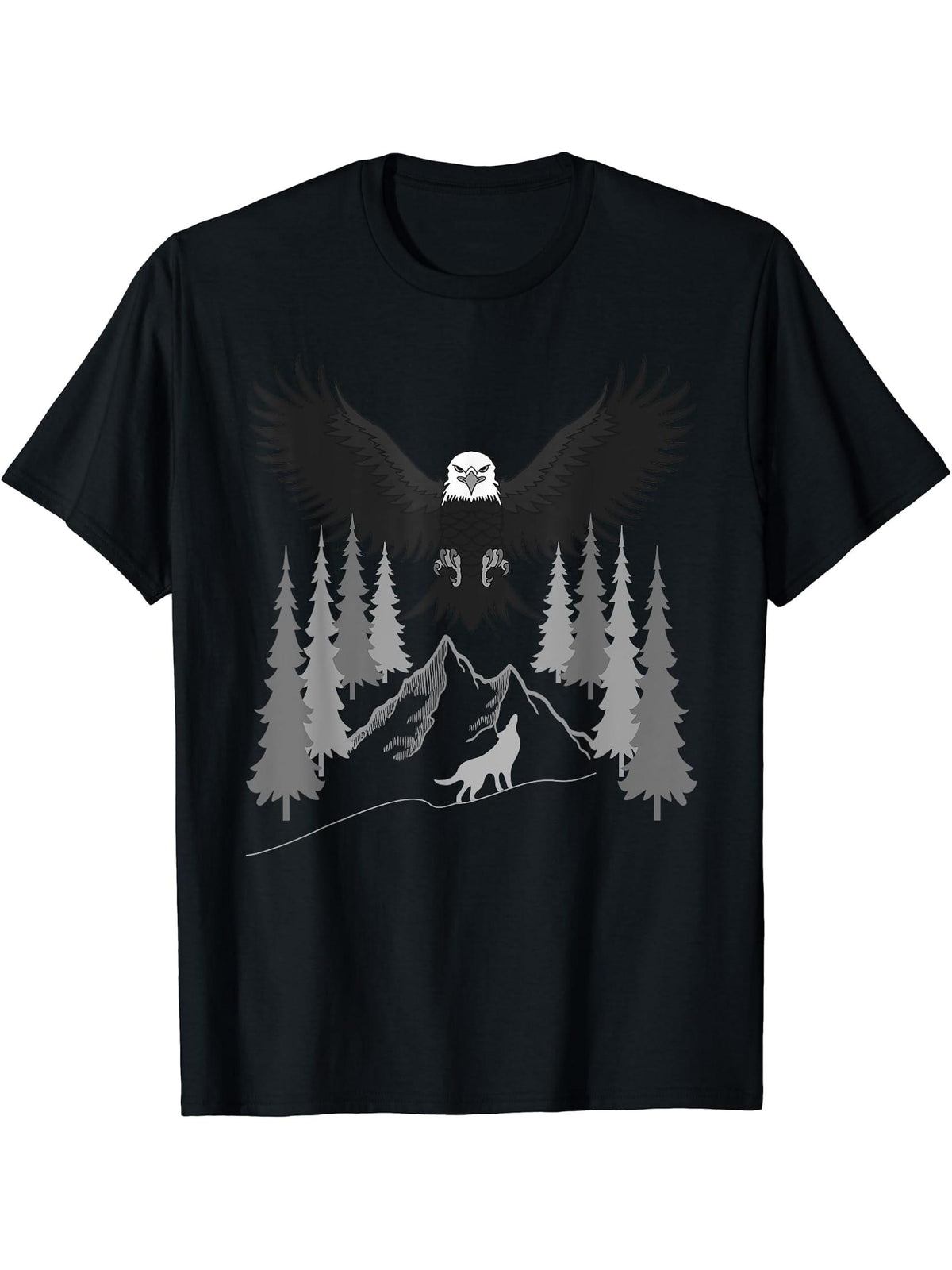 Bald Eagle American National Symbol Animal Patriotic Freedom T-Shirt 180G 100% Cotton Printed Round Neck Short-Sleeve T-Shirt, Gifts for Men Dad Husband Grandpa, S-XXXL, Black