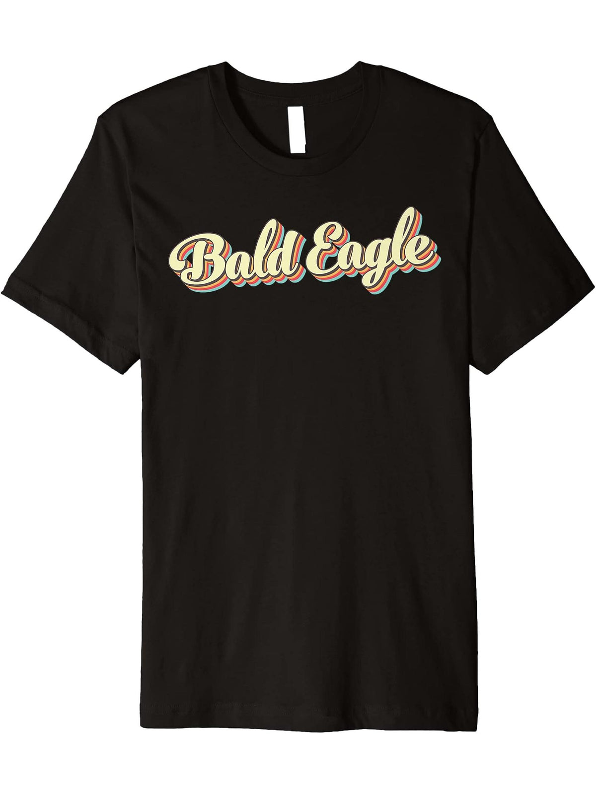 Bald Eagle TShirt Retro Art Baseball Font Vintage Premium T-Shirt 180G 100% Cotton Printed Round Neck Short-Sleeve T-Shirt, Gifts for Men Dad Husband Grandpa, S-XXXL, Black