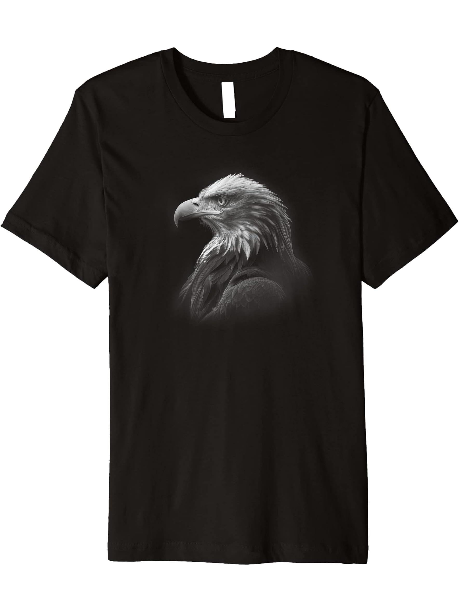 Bald Eagle Clothing Bird Watching Gift Premium T-Shirt 180G 100% Cotton Printed Round Neck Short-Sleeve T-Shirt, Gifts for Men Dad Husband Grandpa, S-XXXL, Black