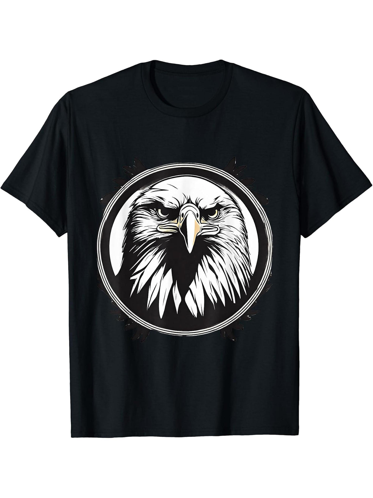 American Bald Eagle - Freedom Peace Love T-Shirt 180G 100% Cotton Printed Round Neck Short-Sleeve T-Shirt, Gifts for Men Dad Husband Grandpa, S-XXXL, Black